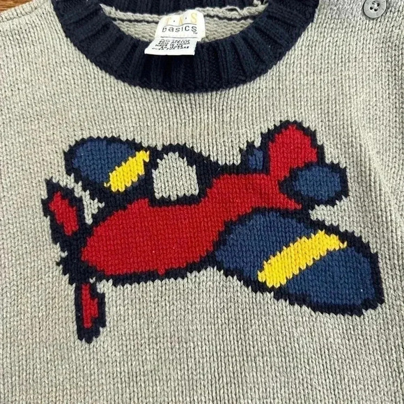 TKS Basics Toddler Baby Boy Knit Sweater with Airplane size 24 Months - Picture 4 of 5